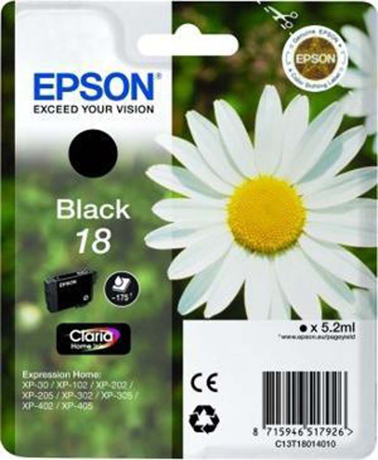 Cartucho original Epson N&ordm;18 negro - C13T18014012