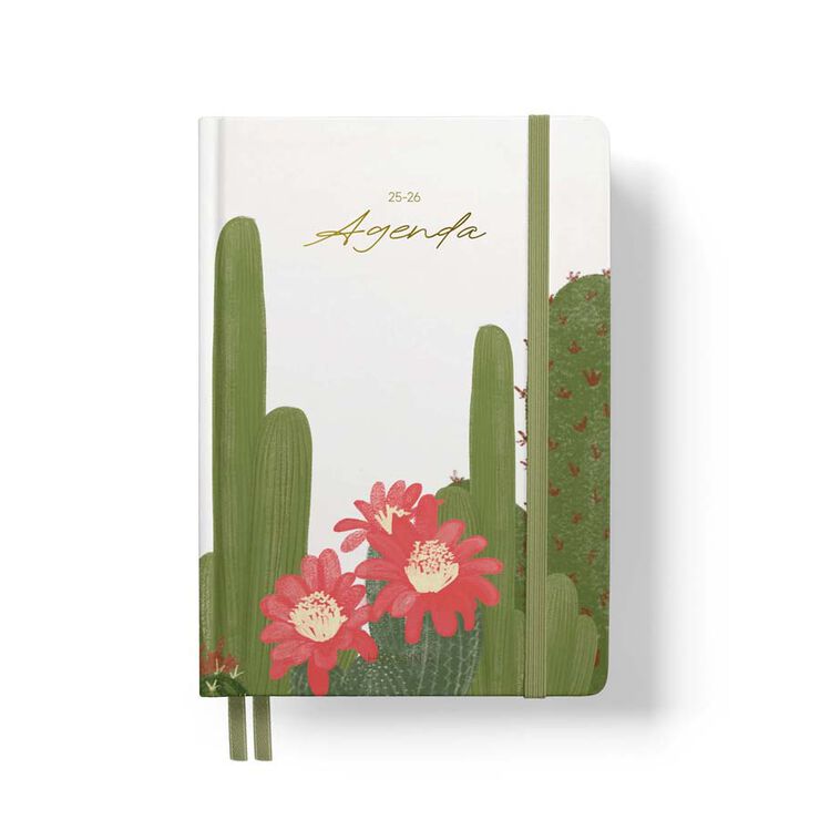 Agenda escolar Hannai A5 dia/pàgina cas 2025-26 Cactus Oasis