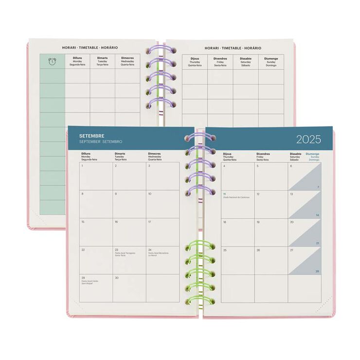 Agenda escolar Miquelrius Activa sem/vista cat 2025-26 rosa