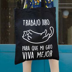 Tote bag ''Trabajo duro para mi gato''