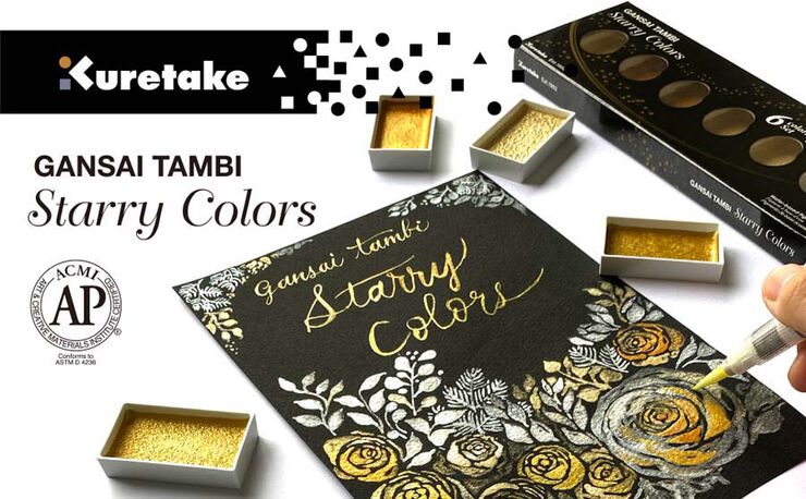 Acuarelas Kuretake Gansai Tambi Starry 6 colores