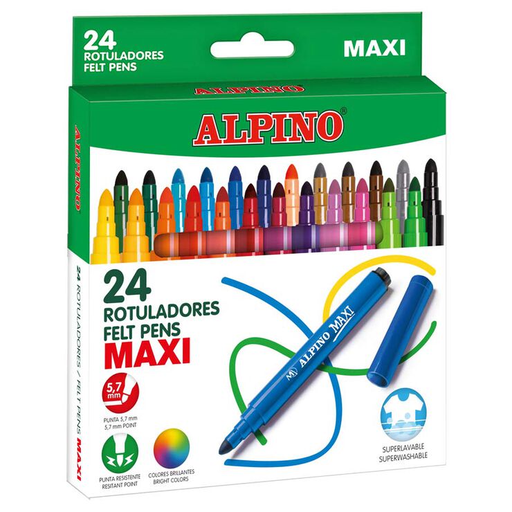 Rotuladores Gruesos Alpino Maxi 12 colores