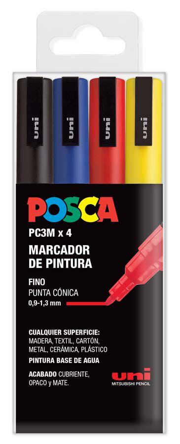 Rotuladores Posca PC-3M 0,9-1,3mm basic 4 colores
