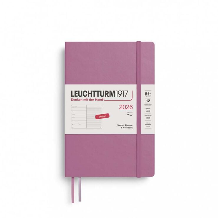 Agenda Leuchtturm B6 setm/vista anglès 2026 Dusty Rose