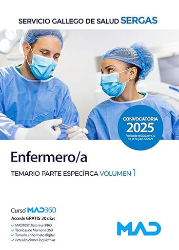 Enfermero/a del Servicio Gallego de Salud (SERGAS). Temario parte especifica volumen 1