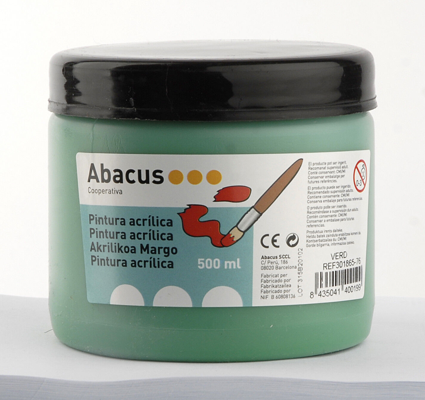 Pintura acr&iacute;lica Abacus 500ml verde
