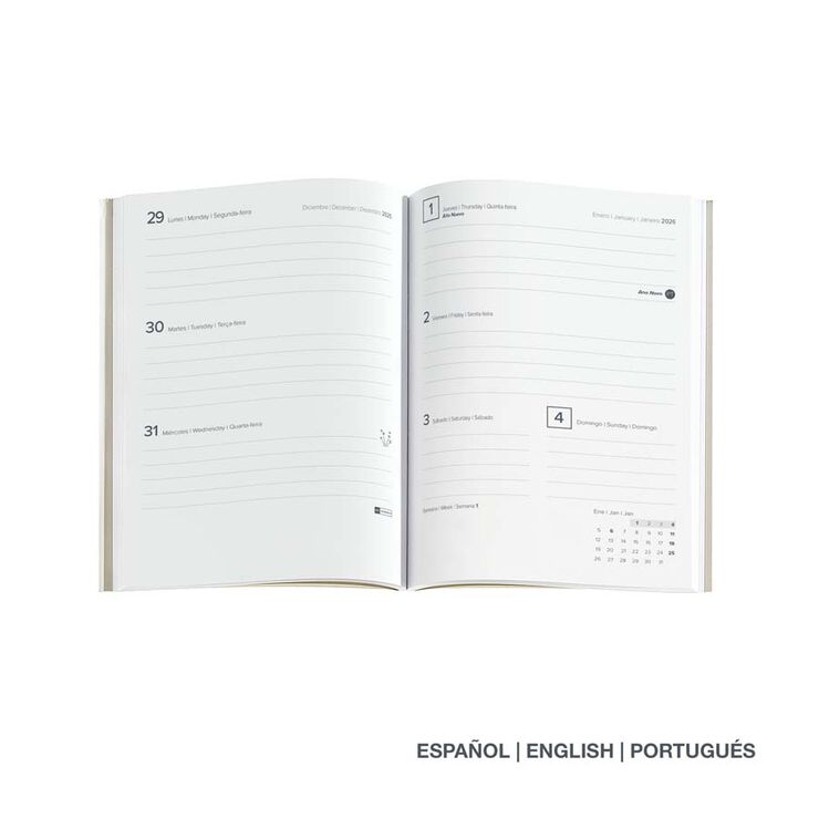 Agenda Miquelrius Journal 12x16 sem/vista mult 2026 Quad. silver