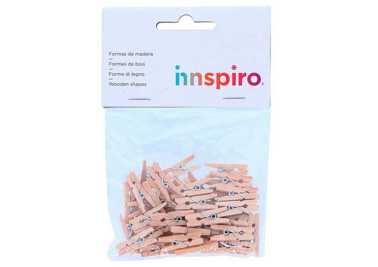 Pinzas de madera Innspiro mini natural 25x3mm 45u