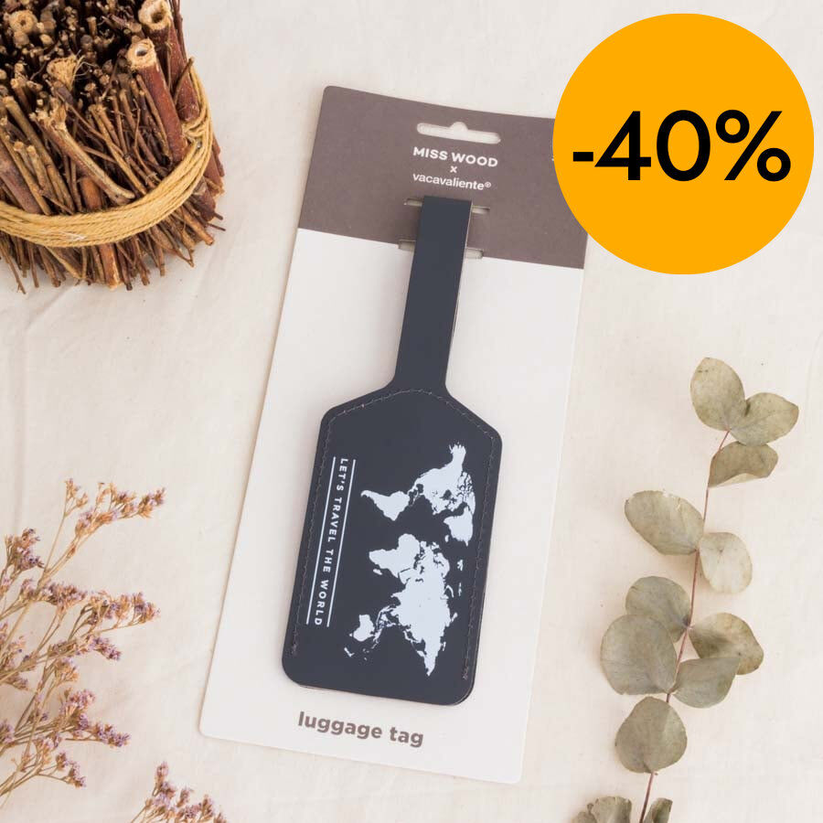 Etiqueta equipaje Miss Wood Vacavaliente gris