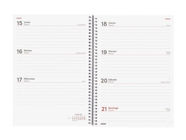 Agenda Finocam Year Setmana Vista Horitzontal 2027 Castell&agrave; Vermell