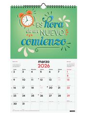 Calendario pared Finocam espiral 25x40 2026 Frases inspiradoras castellano