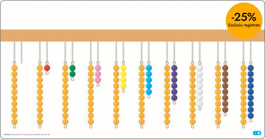Montessori - Soporte de perlas - Actividades del 10 a 19