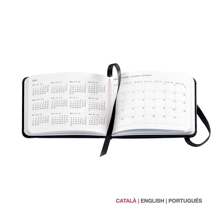 Agenda Miquelrius Pocket 10x7 setm/vista català 2026 Luxor negre