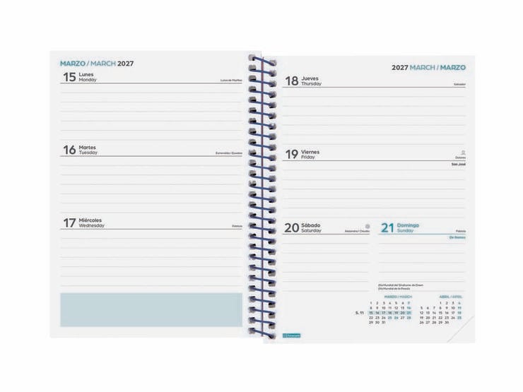 Agenda Escolar Cool | 1/8 Setmana Vista, Castell&agrave; (2026-2027) &ndash; Blau
