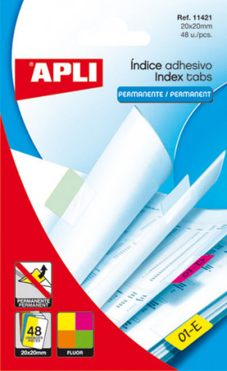 Índice adhesivo rígido Apli 12x25mm blanco