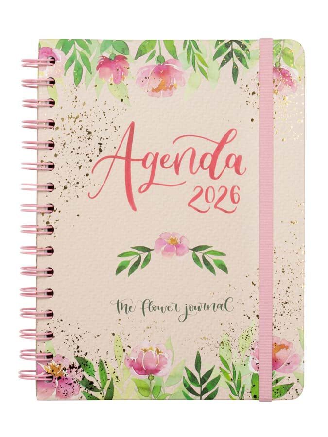 Agenda Finocam The Flower Journal E10 sem/vista horizontal cat 2026 rosa