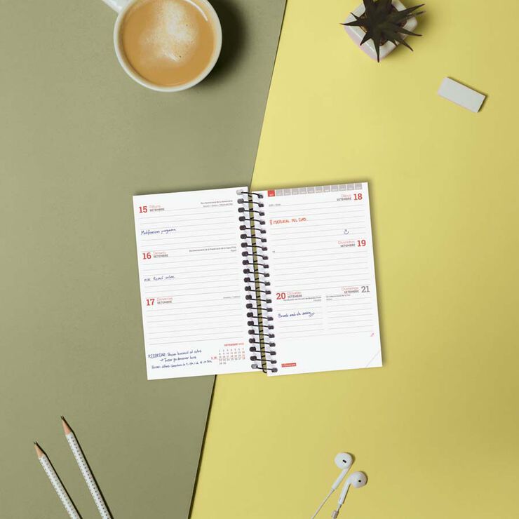 Agenda Finocam escolar espiral E3 sem/vista cat 2025-26 negro