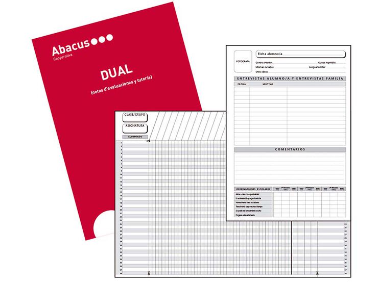 Libreta grapada Abacus Duplex Dual A4 castellano rojo