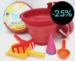 Cubo Plegable 7 en 1 Rojo