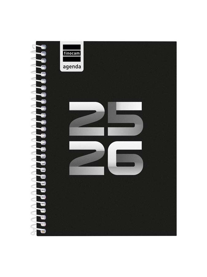 Agenda Finocam escolar Cool 1/8 sem/vista cat 2025-26 negro