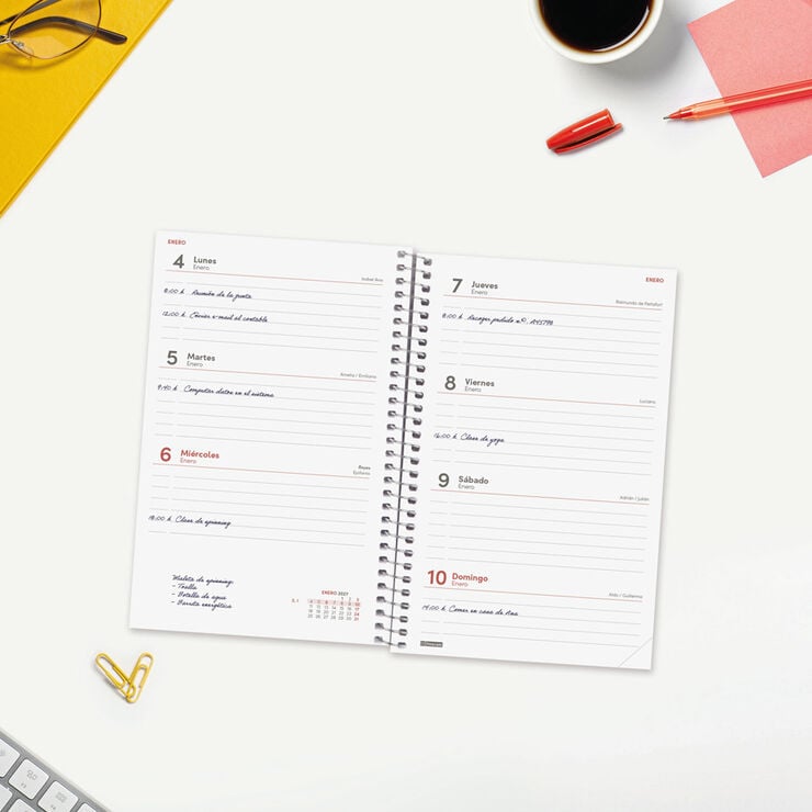 Agenda Finocam Year Setmana Vista Horitzontal 2027 Castell&agrave; Vermell