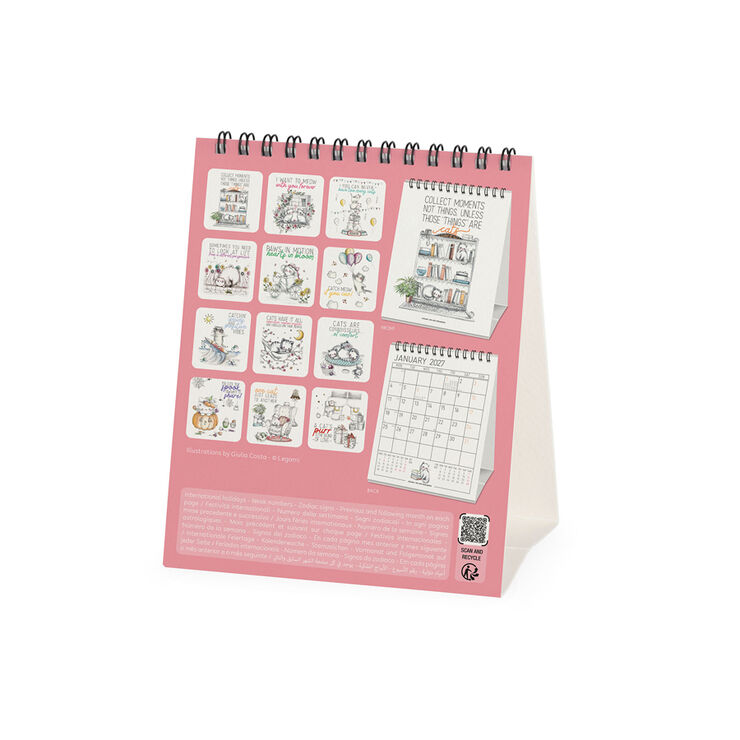 Calendario Legami 12x14,5 Sobremesa Sketchy Cats Multiling&uuml;e 2027