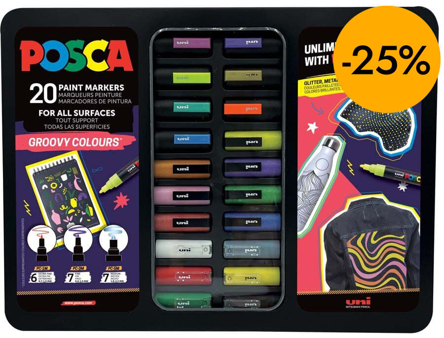 Malet&iacute;n Rotuladores Posca Groovy 20 piezas