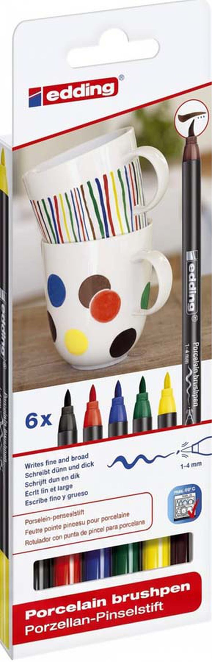 Retoladors pinzell porcellana Edding 4200A 6 colors