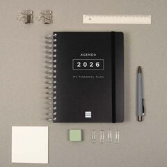 Agenda Finocam Tempus 1/4 día/pág cas 2026 negro