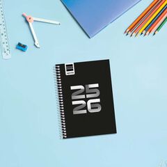 Agenda Finocam escolar Cool 1/8 sem/vista cas 2025-26 negro