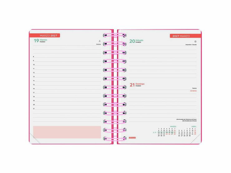 Agenda Finocam Cosmflex 1/8 D&iacute;a/P&aacute;gina Castellano 2026-27 Rojo