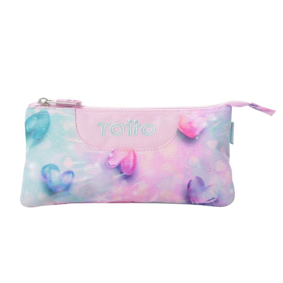 Estuche triple Totto Glitter Shiny Heart