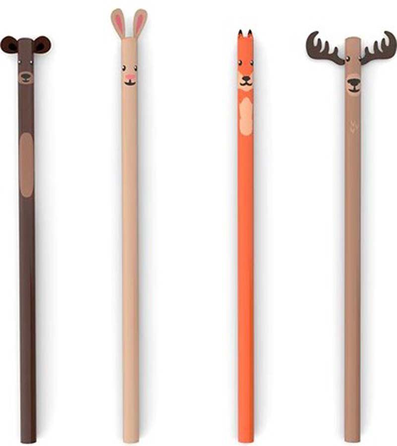 Set de l&aacute;pices Kikkerland Animales del bosque 4u