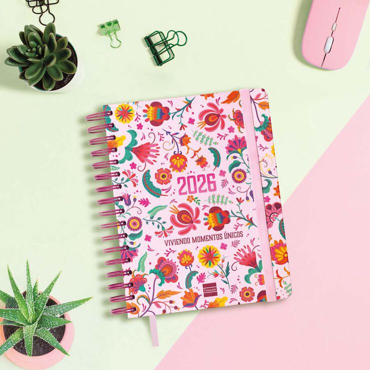 Agenda Finocam 16 meses Vitae 1/4 sem/vista cas 2025-26 rosa