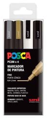 Retoladors Posca PC-3M 0,9-1,3mm metall 4 colors