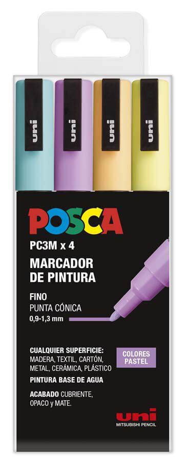 Rotuladores Posca PC-3M 0,9-1,3mm pastel 4 colores