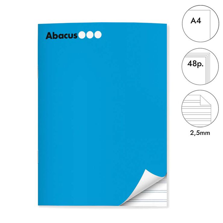 Libreta grapada Abacus A4 48 hojas pauta 2,5mm azul
