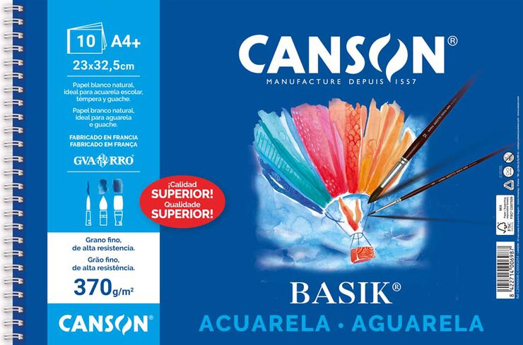 BLOC ACUARELA Y TEMPERA BASIK CANSON A3 ESPIRAL