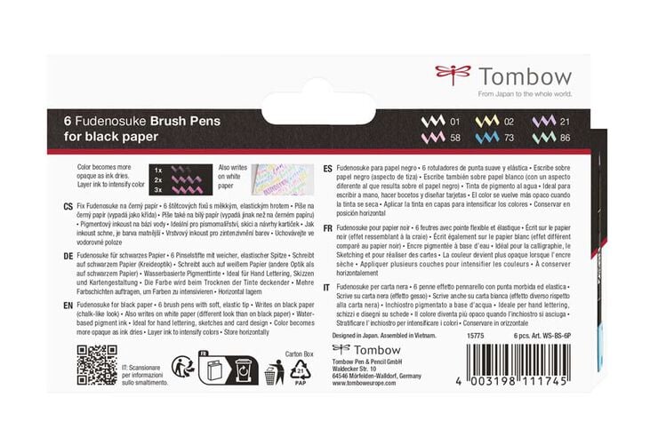 Rotuladores Tombow Fudenosuke pastel 6 colores