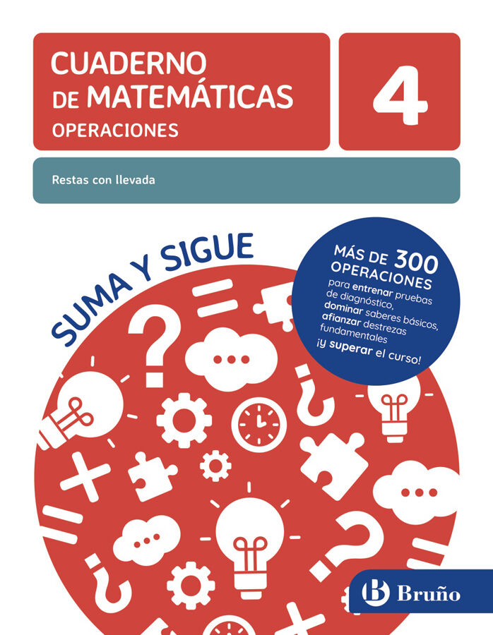 Cuaderno de matem&aacute;ticas operaciones 4. Restas con llevada