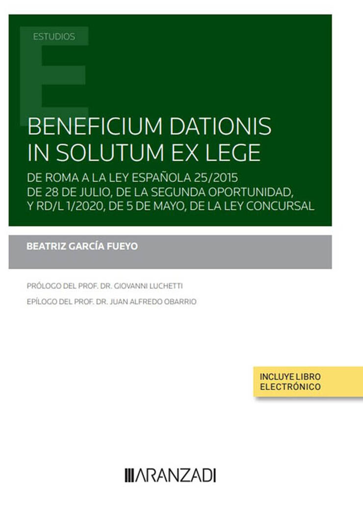 Beneficium dationis in solutum ex lege (Papel + e-book)