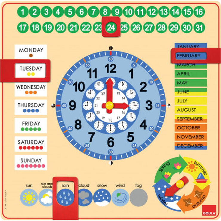 Aprenentatge Rellotge calendari anglès