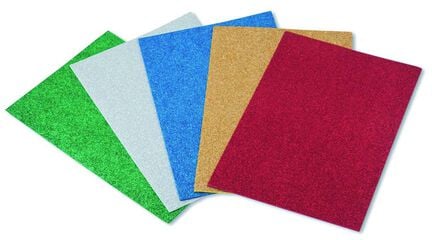 Làmina goma Eva amb purpurina Faibo 5u colors