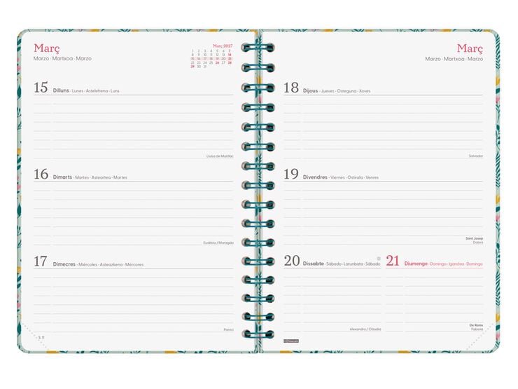 Agenda Finocam You Semana Vista Horizontal 2027 Catal&aacute;n Blanco