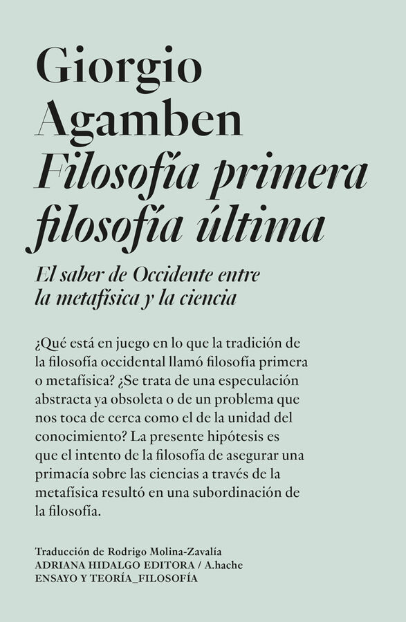 Filosofia primera filosof&iacute;a &uacute;ltima