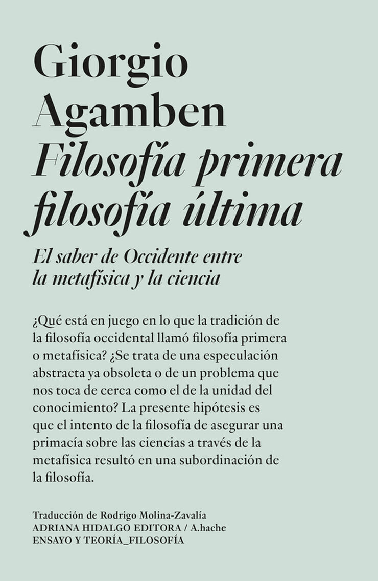 Filosofia primera filosofía última