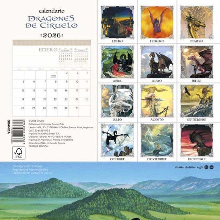 Calendari paret Dragones de Ciruelo castell&agrave; 2026