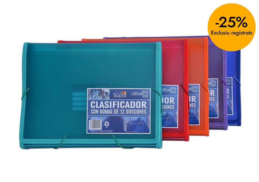 Carpeta acorde&oacute;n con gomas A4 Office Box Supra surtido