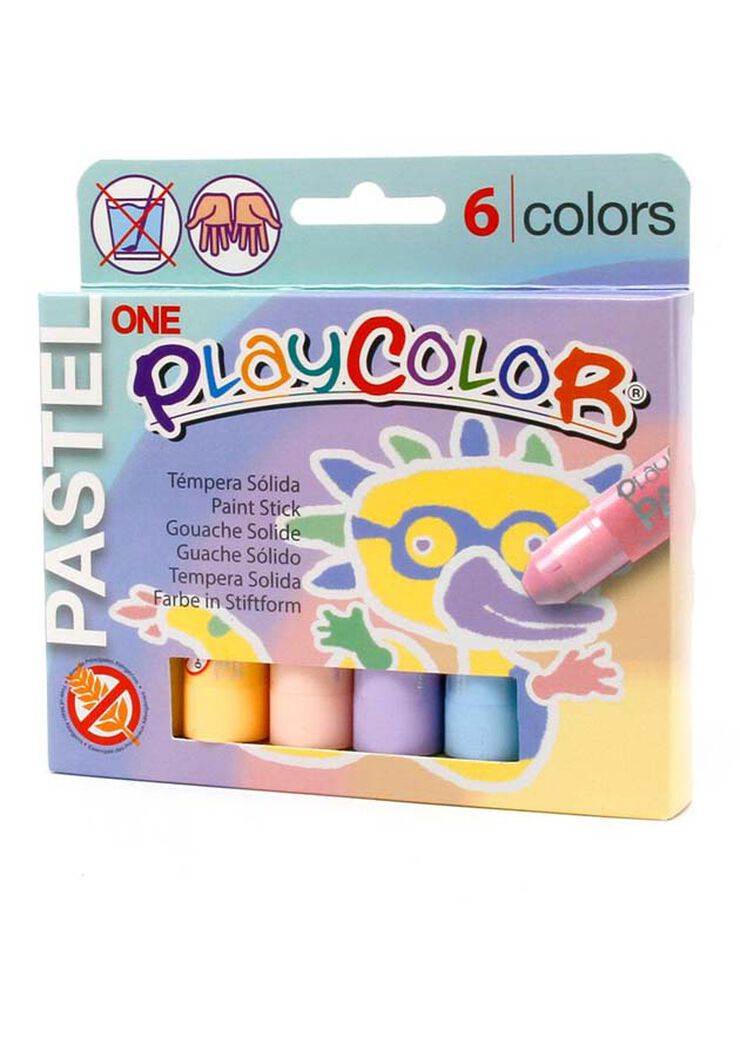 Témpera sólida Playcolor pastel 6 colores