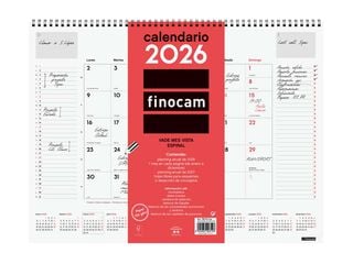 Vade espiral Finocam mes/vista 42x31 2026 castellano